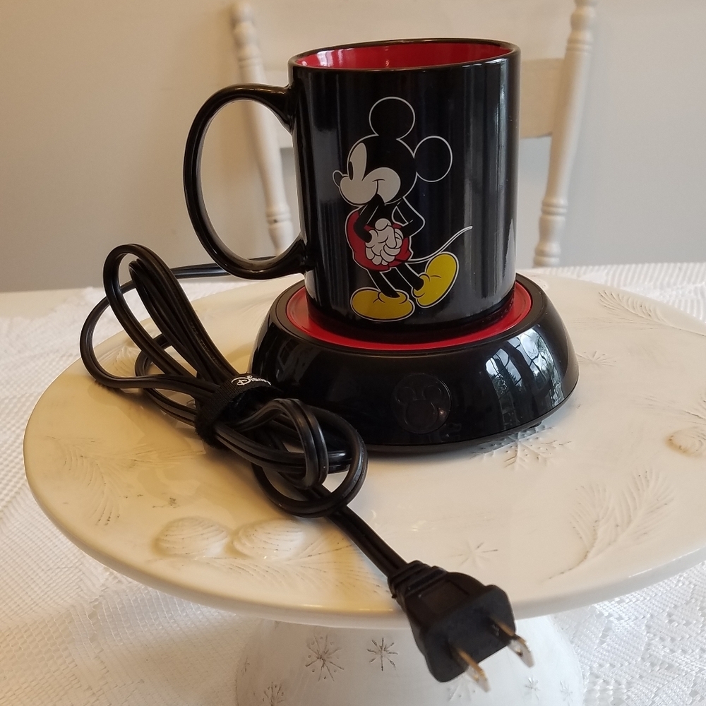 Disney Mickey Mouse Mug &  Electric Mug Warmer Set Red Black